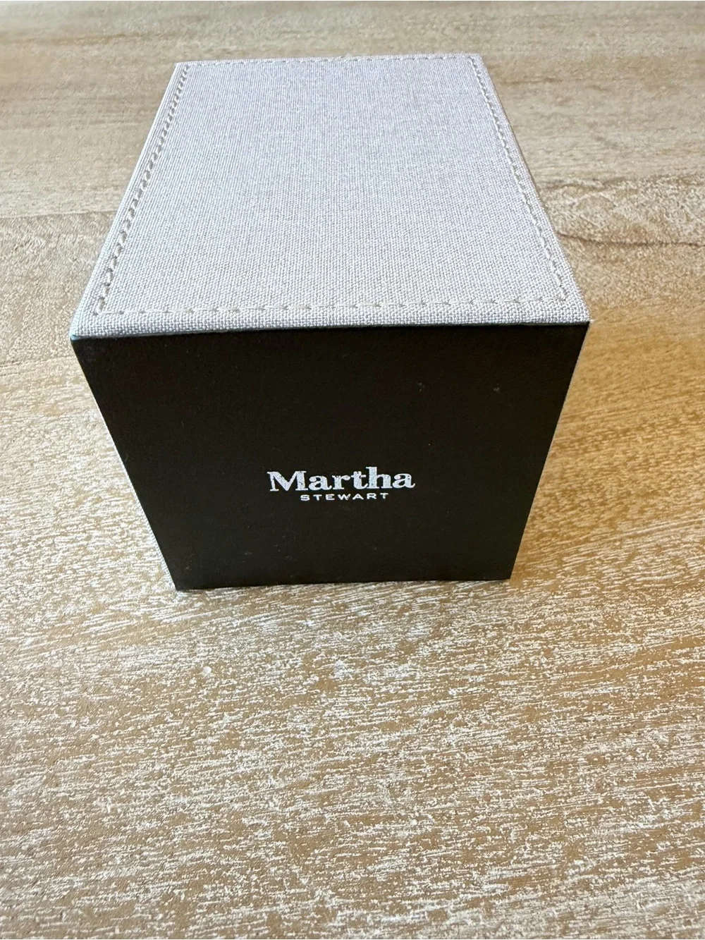 Martha Stewart Gray Linen Pen Cup Holder – Brand New – 4.5” x 4” x 4”